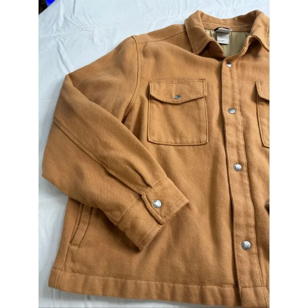 The North Face Heavyweight Shirt Jacket Shacket Snap Front Camel Brown Sz Large